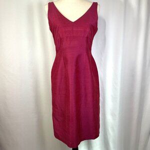 Saeyoung Vu Couture Silk Cocktail Dress Size 8 Magenta Pink V Neck Sleeves